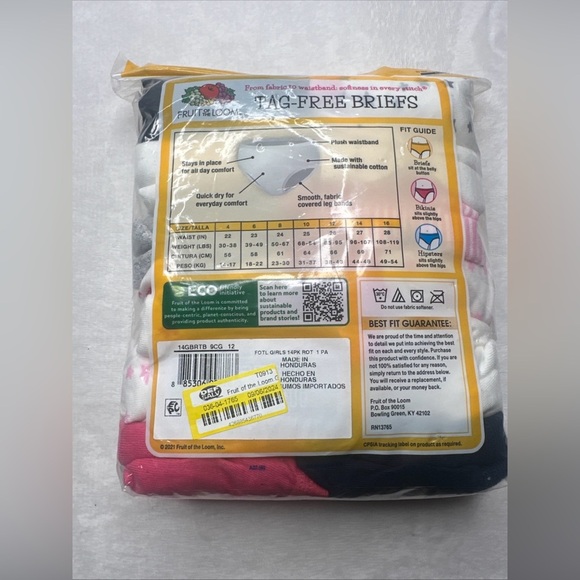 New Fruit of the Loom Girls Size 12 Briefs Underwear Multi Colors 14 Count Cotto - Picture 7 of 7